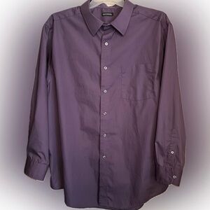 💥Men’s Plum Long Sleeve Dress Shirt Chest Pocket Button Up Cotton Polyester 2XL